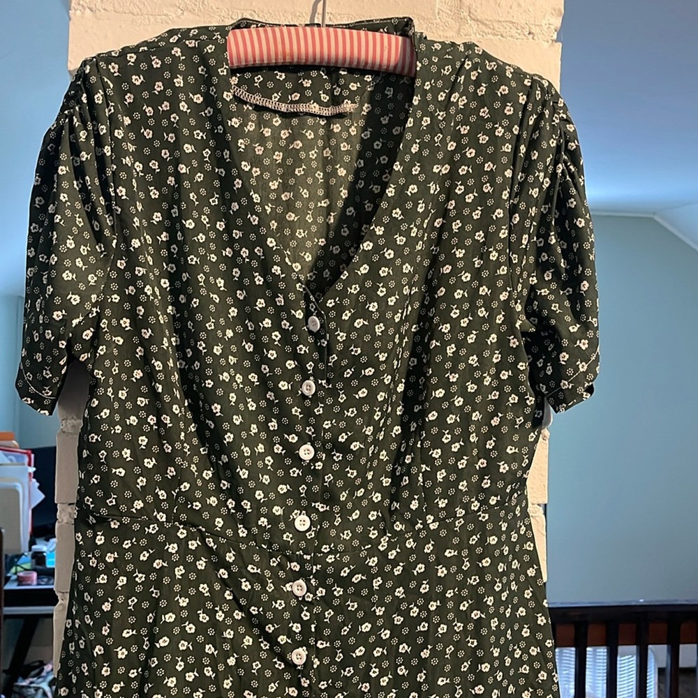 Green button down dress